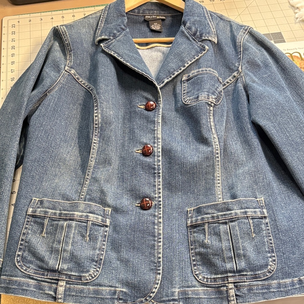 Style &Co Indigo Denim Blazer Jacket - Women's 18W - Picture 5 of 5